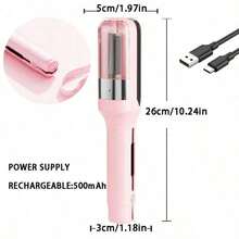 Women's Split End Trimmer, 2-In-1 Hair Cutting & Trimming Device With Clips, Salon-Quality Home Use, Suitable For Wet/Dry Hair, Hair Care Tool - Pink - View 2