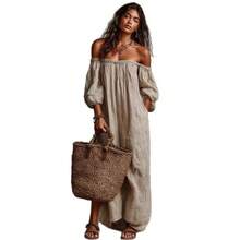 2026 European And American Summer New Elegant Casual Loose Off-Shoulder Striped Dress - 米白色 - 查看 4