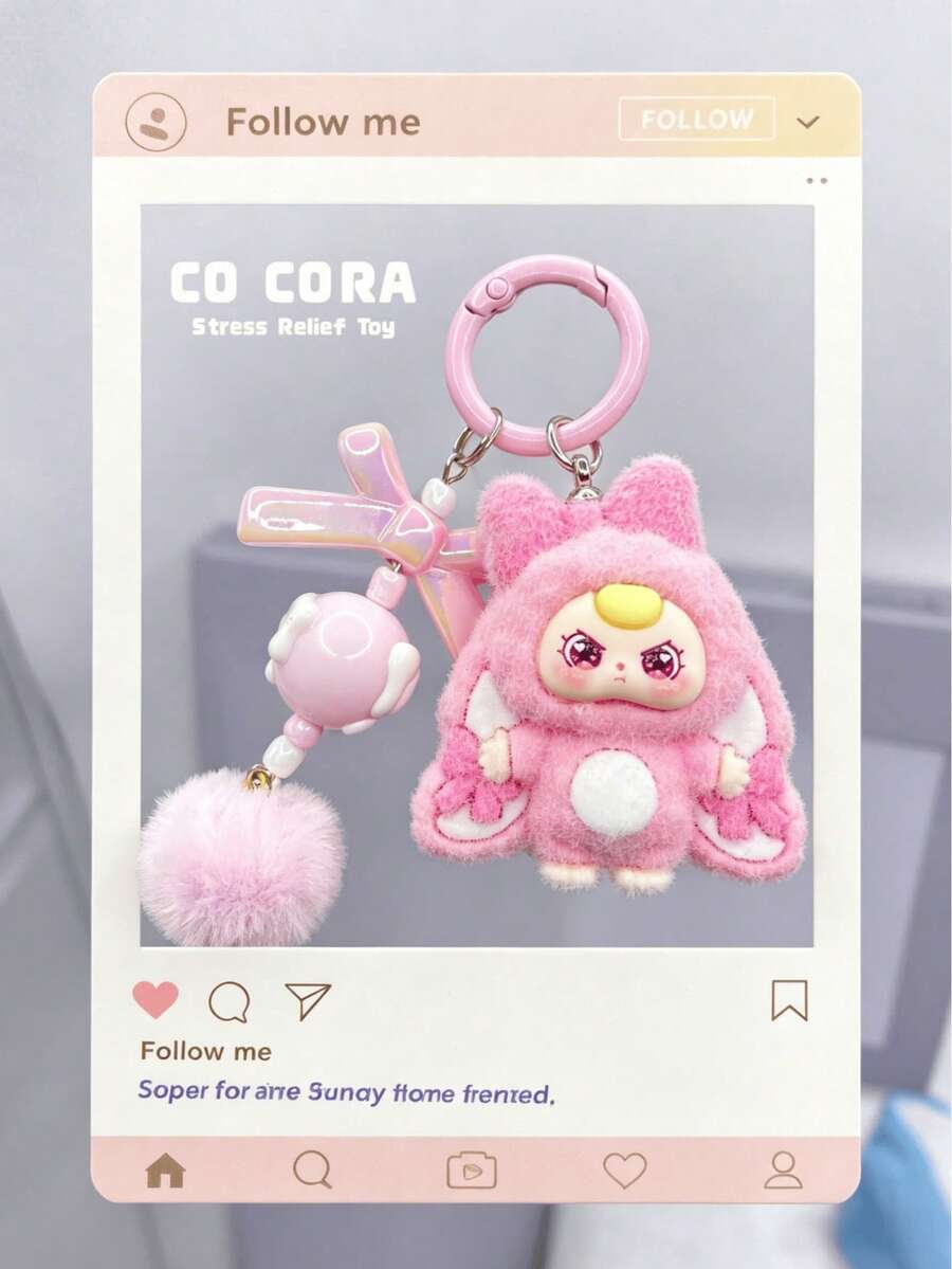 1 pieza Llavero personalizado de conejo de dibujos animados creativo, llavero de conejo de dibujos animados con orejas grandes, colgante de resina 3D, decoración de mochila, recuerdo de fiesta, regalo perfecto - Multicolor - Ver 1