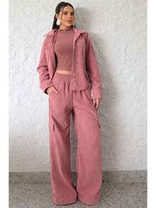 Women's Chic Velvet Winter Set - Rosa - View 1