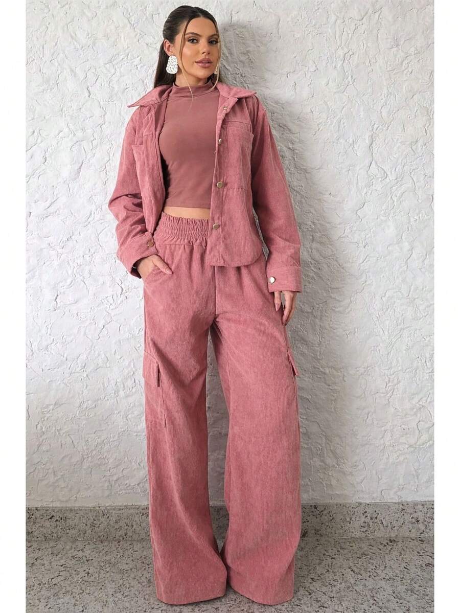 Women's Chic Velvet Winter Set - Rosa - View 1