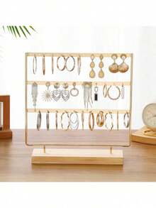 1 hộp đựng trang sức, hộp đựng bông tai 4 tầng với 48 lỗ, 6 móc treo dây chuyền, hộp gỗ đựng vòng tay và nhẫn, quà tặng Ngày của Mẹ cho phụ nữ, đồ trang trí phòng theo phong cách Preppy, quà tặng Ngày Valentine, giá đỡ bông tai bằng sắt mộc mạc với đế gỗ chắc chắn - giá trưng bày bông tai, giá đựng bông tai bằng sắt và gỗ cổ điển - bảng trưng bày trang nhã phụ kiện tai, giá đỡ bông tai bằng sắt và gỗ thủ công - giá trưng bày bông tai thủ công. - Nhiều màu - Xem 9
