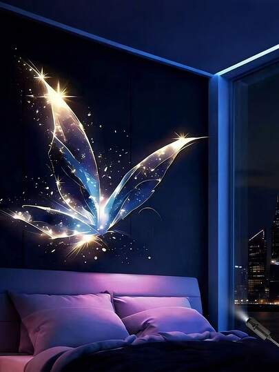 360°旋转壁挂投影灯，迷你投影氛围灯，梦幻蝴蝶翅膀夜灯，适用于床头、现代装饰、派对、周年纪念，USB供电