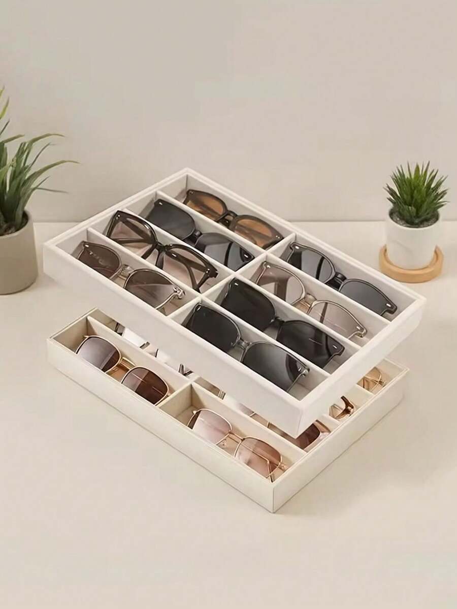 Velvet Fashion Glasses Organizer - Eyeglasses Storage Box Multifunctional Tray For Glasses, Earrings, Rings, Necklaces, Bracelets Storage Tray, Unisex Desktop Organizer