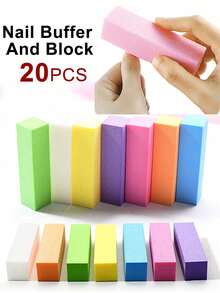 Bộ 20 miếng mài móng tay, độ nhám trung bình/mịn 100/180, thích hợp cho móng acrylic, sơn gel, bộ dụng cụ mài móng tay và móng chân chuyên nghiệp 3 trong 1. - Nhiều màu - Xem 11
