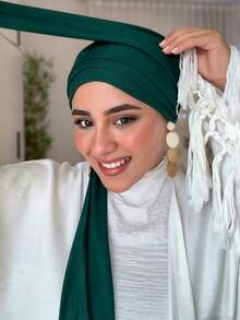 1pc Women's Classic Solid Color Elegant Instant 3-Layer Double Ribbon Wrapped Turban, Fashion Elegant Long Ribbon Headscarf, Non-Slip Breathable Soft Modal Knit Fabric Hijab, Suitable For Daily Yoga, Sports, Outdoor Wear - Multicolor - View 14