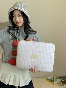 波點印花防水筆電包 13/14/15 吋筆電保護套 便攜拉鍊設計 女款通勤筆電包 - 彩色 - 查看 6