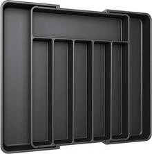 Silverware Organizer - Expandable Kitchen Drawer Organizer, Adjustable Utensil Organizer, Cutlery Tray For Forks, Knives, Multipurpose Kitchen Organizers And Storage Solution, Black, Large - 黑色 - 查看 10