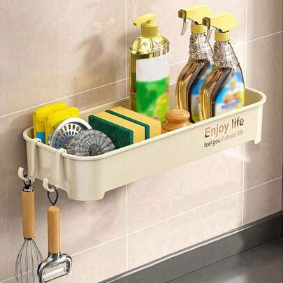 Kitchen Sink Sponge Drainer Rack, No Drill Towel Holder, Multifunctional Plastic Storage Rack For Sponge, Soap And Brush, Kitchen Accessory,Sponge Drying Rack,Heavy-Duty Kitchen Tool Sink Additions,Durable Plastic Design With Multiple Compartments For Efficient Drainage, Scratcher Basket ,Perforated Design,Sturdy Plastic Construction, Kitchen Sink Accessories