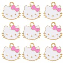 SANRIO 9pcs Hello Kitty Cute Cat Pendant, Suitable For Jewelry Making, DIY Bracelets, Necklaces, Earrings, Charms, Handcraft, Adorable Cat Jewelry Making Materials - Charm - View 13
