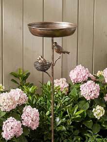 76cm High 24.2cm Diameter Vintage Copper-Color Iron Bird Bath, Decorated With Bird And Branch Relief, Suitable For Outdoor Garden Decor, Bird Feeding And Drinking - T-tK93 - View 12