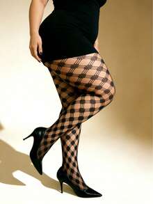 Élanzette 1 Pair Women's Patterned Mesh Stockings, Slim-Fit Comfortable Fashionable Sexy Unique, Suitable For Daily Wear, - Multicolor - View 20