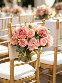 1/3/60 Peças Buquês de Flores Artificiais de Hibisco e Rosa, Buquês de Rosas Falsas, Adequados para Casa, Restaurante, Sala de Estar, Decoração de Jardim Externo, Podem Ser Usados para Casamento, Jardim Doméstico e Decoração de Festa, Flores Artificiais, Buquê de Casamento, Buquê de Noiva, Decoração de Casamento, Buquê do Dia das Mães, Decoração de Primavera - Rosa chiclete - Visão 5