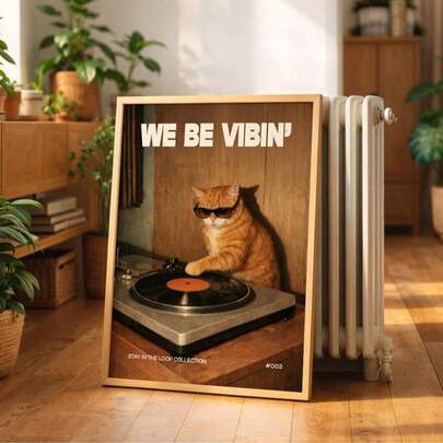 1pc Frameless Vintage Orange Cat DJ Record Canvas Decorative Painting - A Retro Cat And Record Player, A Fun Home Decoration Suitable For Bedrooms, Dormitories, Apartments, Living Rooms, Home Offices, And Classrooms. A Unique Artist-Style Decoration, A Cute Dorm Poster, Party Decoration, And A Perfect Gift Choice. Suitable For Room Decoration, Bedroom Decoration, Wall Decoration, Poster, And Vintage Decoration.