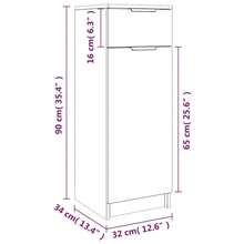 vidaXL Bathroom Cabinet, Mid-Height Cabinet, Bathroom Storage Cabinet, Bathroom Furniture, Storage Cabinet, Grey, 32x33.5x90cm, Wood-Based Material - Grey - View 5