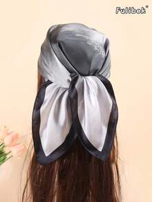 1pc Faux Silk Printed Neckerchief, Versatile Headband/Scarf, Suitable For Daily Use - Black - View 6