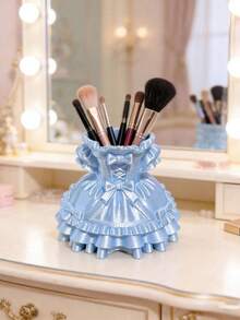1 Stück Make-up-Pinselhalter in Prinzessinnenkleid-Form, herzförmige Schminktisch-Dekoration für Mädchen, thematischer Make-up-Pinselhalter und Stifthalter - Kunststoffmaterial, geeignet für Schminktisch, Frisiertisch-Dekoration, mit kompaktem Aufbewahrungseimer, Schreibtisch-Stifthalter, Raumdekoration, Schlafzimmer-Dekoration, Schulanfang - Verschiedenfarbig - Übersicht 5