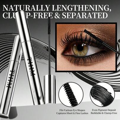 Máscara TIIIM - Máscara negra, adecuada para pestañas gruesas, largas y rizadas - Maquillaje alargador, volumizador y a prueba de manchas