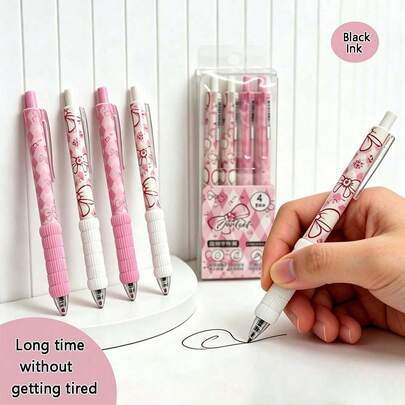 1pc/4pcs Pink Bow Bowknot Gel Pens, 0.5mm Fine Tip, Premium Series, Suitable For Journaling, Note-Taking, Cute Office & School Supplies, Unisex, Back To School Gift,Back To School Supplie Essentials Cartuchera Escolar Office Supplies