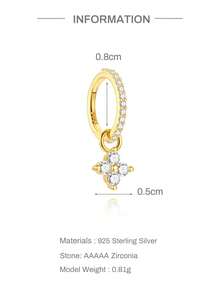 1 chiếc khuyên tai/khuyên mũi hình cỏ bốn lá bằng bạc sterling 925 mạ vàng 18K đính đá Zirconia, màu vàng, ít gây dị ứng, thích hợp cho nữ và bé gái đeo hàng ngày, quà tặng ngày của mẹ, quà cưới, quà dự tiệc. - Vàng - Xem 6