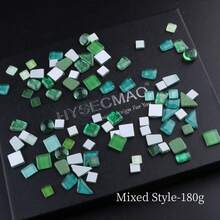 180克混合款绿色玻璃马赛克瓷砖，不规则水晶马赛克石，适用于DIY工艺品 - B - 查看 8