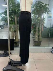 Pantalones de pierna ancha con cintura elástica y puños con cordón para mujer - Negro - Ver 4