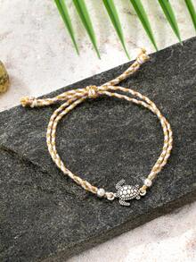 1 chiếc vòng chân dây thừng hình rùa biển phong cách Boho cho nữ, vòng chân phong cách Bohemian cho kỳ nghỉ hè, trang sức chân kiểu biển. - Vòng chân rùa nhiều màu - Xem 2