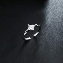 Set Gelang dan Cincin Mewah Serbaguna Motif Bintang Zirkonia, 2 Buah/Set, Cocok untuk Pemakaian Sehari-hari Wanita, Hadiah Liburan - Perak - View 9