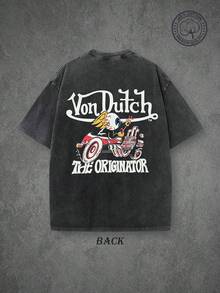 Men's & Women's Vintage Anime Washed Cotton Graphic Tee, Y2k Streetwear, Tshirts For Women, Summer Tops, Vons Dutchs "The Originator" Flying Eyeball Hot Rod Vintage Washed T-Shirt, Retro Kustom Kulture Graphic Tee, Single-Sided Print, High Quality T-Shirt, Classic Washed Shirt, Washed Pure Cotton T-Shirt, Casual Style, Perfect Gift Choice, Comfortable, Fashion Street Style Pure Cotton T-Shirt. Mens Clothes, Graphic Tees Women, Holiday Gifts For Men And Women - 黑色 - 查看 7