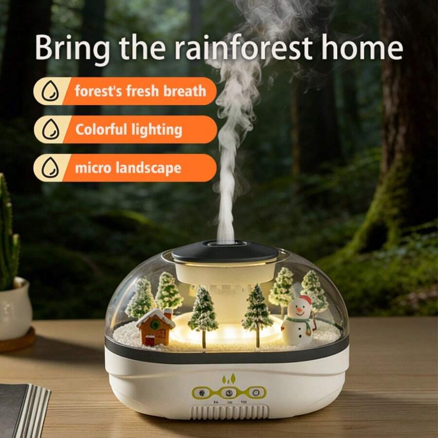 JFBONIN Magical Snowy Landscape Humidifier | Handmade Snowman Aroma Diffuser | Winter Wonderland Home Decor | Comfortable For Bedroom, Office And Outdoor - Mist - View 1