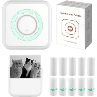 便携式迷你热敏打印机，无需墨水即可打印，适用于礼品标签、学习笔记、收据和照片。是家庭办公、写日记、制作剪贴簿、旅行、记笔记、制作清单、标签和备忘录的理想之选。