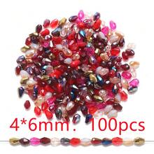 100颗/包 4*6mm 中心孔玻璃水滴珠，颜色混装，DIY珠宝制作材料，适用于鞋子、衣服、帽子、包包、配饰、头饰、腰链、钥匙扣、手机挂件等。 - 4*6mm中孔水滴(100pcs) - 查看 25