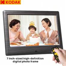 Kodak 708C 數位相框，7吋高清電子相冊，高保真顯示，智慧桌面照片影片循環播放器，定時開關機，自由調節時間 - 黑色 - 查看 1