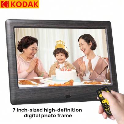 Kodak 708C 數位相框，7吋高清電子相冊，高保真顯示，智慧桌面照片影片循環播放器，定時開關機，自由調節時間