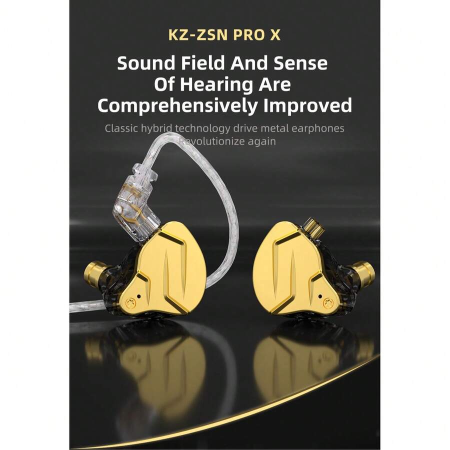 KZ ZSN Pro X 双动圈入耳式耳机，1BA 1DD 有线耳机，HiFi 立体声运动游戏耳机，兼容智能手机、电脑、平板电脑（黑色/蓝色/金色） - 查看 1