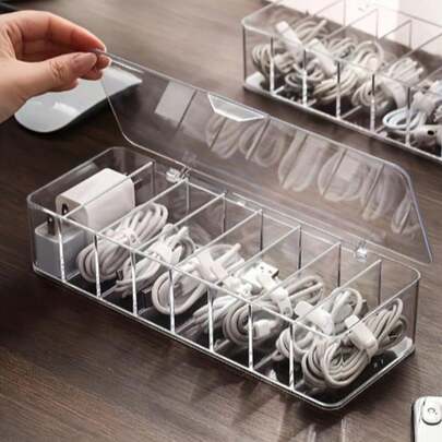 Bộ hộp quản lý dây cáp 1 chiếc - Hộp đựng dây cáp chống bụi cho máy tính để bàn, dùng để chứa dây cáp dữ liệu, sạc và nguồn.