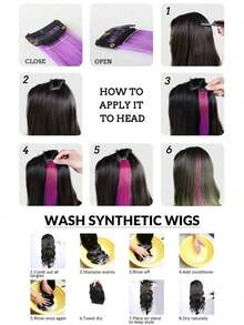 5Pcs/Set Burgundy Clip-In Hair Extensions For Women, Synthetic Fiber Hairpieces, No Salon Dye Needed, Perfect For Daily & Party Hairstyles - 酒紅色 - 查看 9