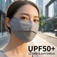 UPF50+ Professional Sun Protection Face Mask, Blocks 99% Harmful UVA/UVB Rays, Effectively Prevents Sunburn And Skin Aging. Made Of Ultra-Lightweight And Soft Material, Skin-Friendly And Non-Irritating, Adjustable Ear Loops Design For Comfortable Long-Time Wear. - Multicolor - View 9