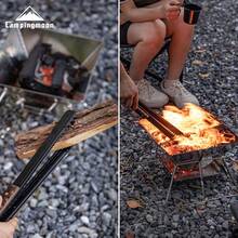 Kẹp than củi CAMPINGMOON bằng thép không gỉ dày, cách nhiệt, cán gỗ, phụ kiện nướng BBQ đa năng, BKMS-41 - màu đen - Xem 4