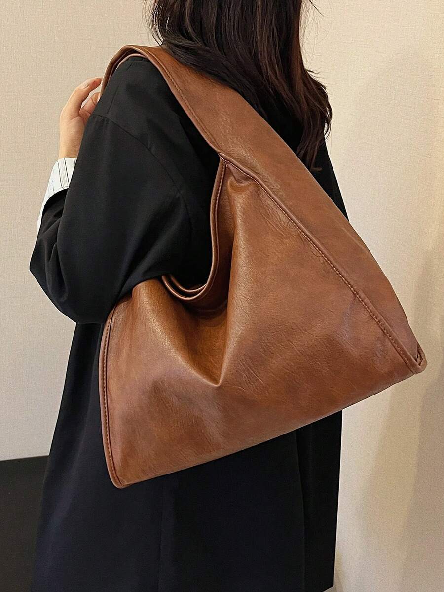 New Women's Shoulder Crossbody Bag, Retro Casual Large Capacity Soft Leather Tote Handbag