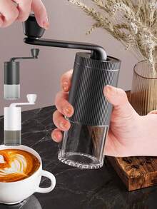 1pc ABS Stainless Steel Manual Coffee Grinder, 18 Adjustable Settings, Portable Handheld Conical Burr Mill, Removable Cover, Adjustable Settings, With Transparent Jar & Large Powder Capacity For Espresso, Pour Over, French Press, Travel, Camping - Multicolor - View 7