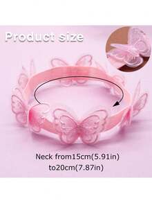 1pc Pink Embroidered Mesh Pet Butterfly Collar, Sweet And Cute 3D Butterfly Decoration, Suitable For All Seasons, Cat And Dog Decorative Product, Perfect For Valentine's Day, Christmas, Wedding, Party And Other Holidays, Cat And Dog Outdoor Photo, Holiday Dress-Up Collar, Perfect Gift For Pets! - Multicolor - View 2