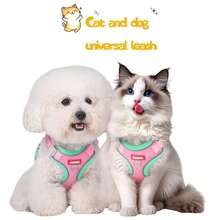 透气网眼加厚犬猫胸背带牵引套装，可调节反光防逃脱柔软背心式胸背带，易于控制的透气反光条纹外套，适合中大型犬 - 紫色 - 查看 11