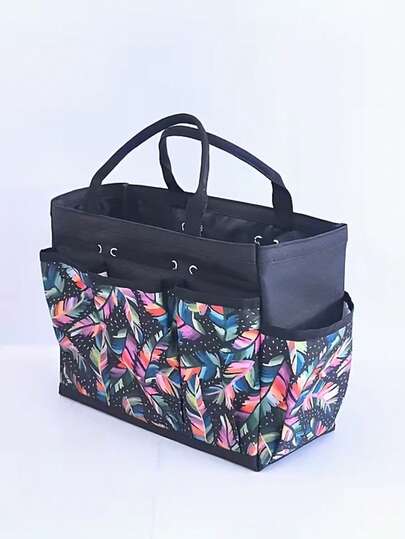 Stylish Printed Tote Bag - A Versatile, Portable Storage Bag For Home Use, Perfect For Outdoor Picnics, Gardening Tools, Office Supplies, And Art Supplies