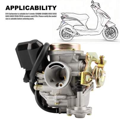 PowerMotor 摩托车化油器 PD18J 四冲程 18mm 适用于 GY6 139QMB 139QMA 踏板车/轻便摩托车配件