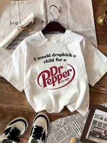 1 Pack Girls Casual Printed Crew Neck Short Sleeve T-Shirt Summer Student Youth Clothing - 白色2 - 查看 1