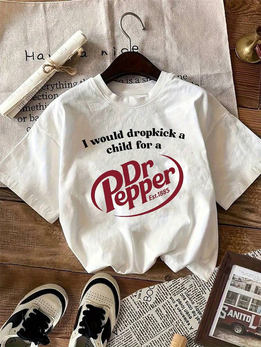 1 Pack Girls Casual Printed Crew Neck Short Sleeve T-Shirt Summer Student Youth Clothing - 白色2 - 查看 1