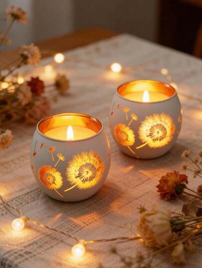 حاملي شمع زجاجيين مجوفين بتصميم البابونج، ديكور مركزي، حامل شمع زجاجي، ديكور عيد ميلاد، ديكور حفل زفاف، وعاء شمع لطاولة الطعام، عشاء رومانسي، ديكور المنزل، ديكور الغرفة، هدايا الحفلات، حامل شمع الشاي، ديكور طاولة المطبخ والطعام، حفل استحمام العروس، ديكور ذكرى (الشموع غير مشمولة)