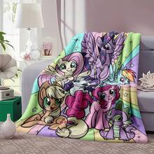 1PC  Canterlot Scene Flannel Throw Blanket 50"X60" - Printed With Purple Pink Gradient Rainbow Halo Background, Twilight Sparkle, Rainbow Dash, Pinkie Pie, Fluttershy, Applejack, Rarity, Spike, Crystal Castle, Streets, Tapestry Wall Hanging, MLP Fan Gift, Room Decor For Bedroom Or Dorm -280gsm - Nhiều màu 2 - Xem 5