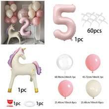 1 Set Einhorn & Fliege Rosa Zahl Ballon Set, enthält 0-9 Folienballons, 10-Zoll Latex Ballons in Hellrosa & Rosa, geeignet für Geburtstagsdekoration, Babyparty, Jahrestag, 1. Geburtstag Hintergrund, Hochzeitshintergrund, Fotografie Requisiten - Übersicht 9